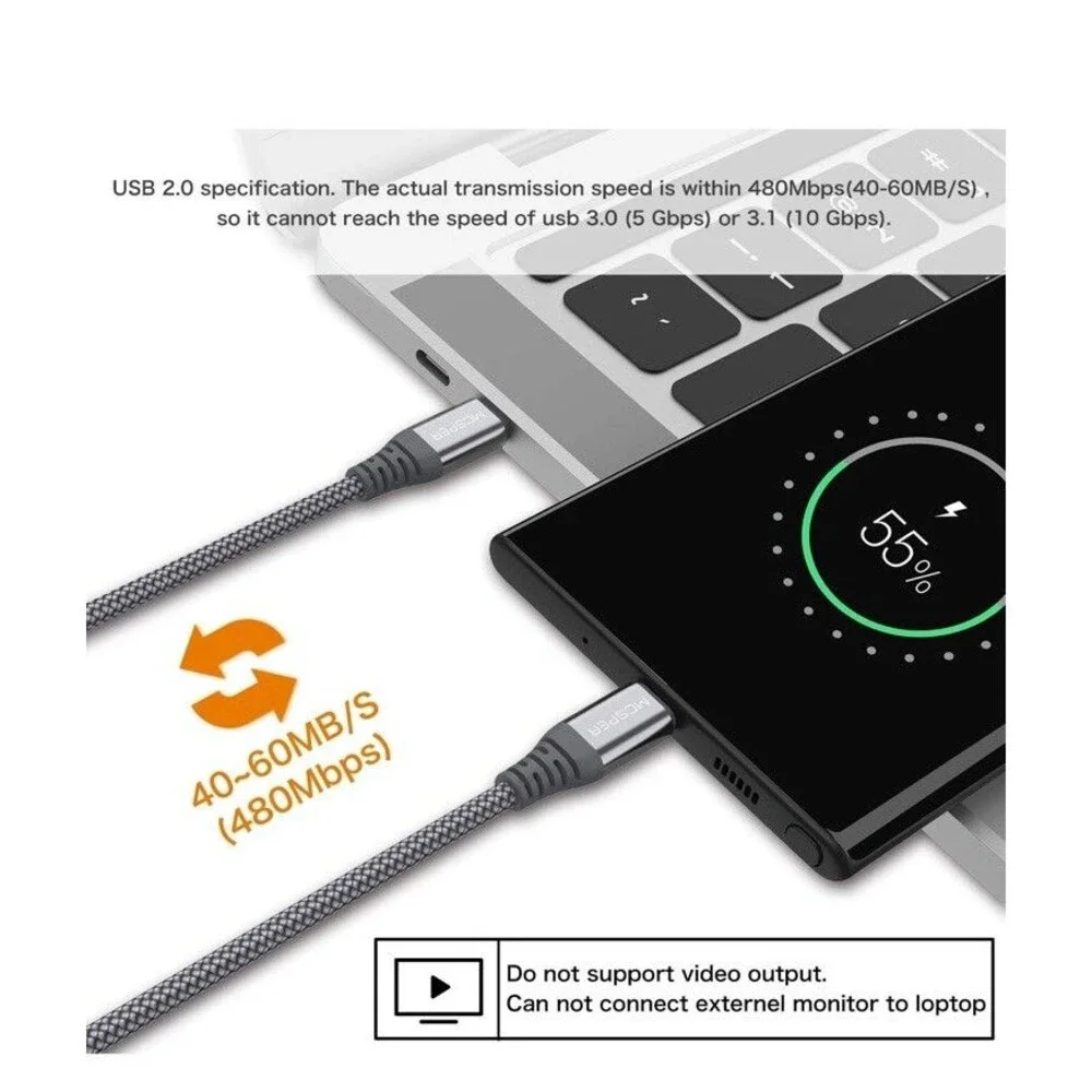 Type C Fast Charger USB C To USB C Cord iPhone 16 15 Pro/16 15 Plus 3ft